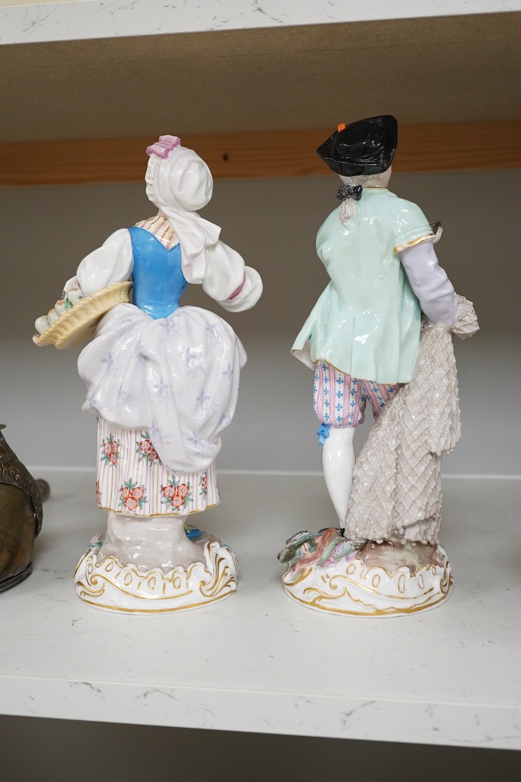 A pair of 19th century Volkstedt porcelain figures,31cm high